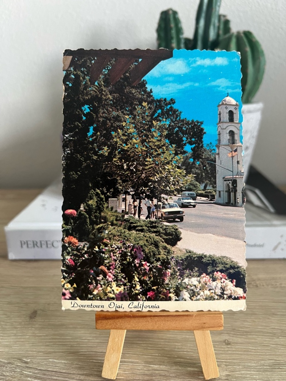 Vintage Downtown Ojai California Postcard Post Office Tower Woody Gillette